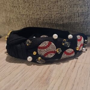 Rhinestone Baseball Knotted Headband